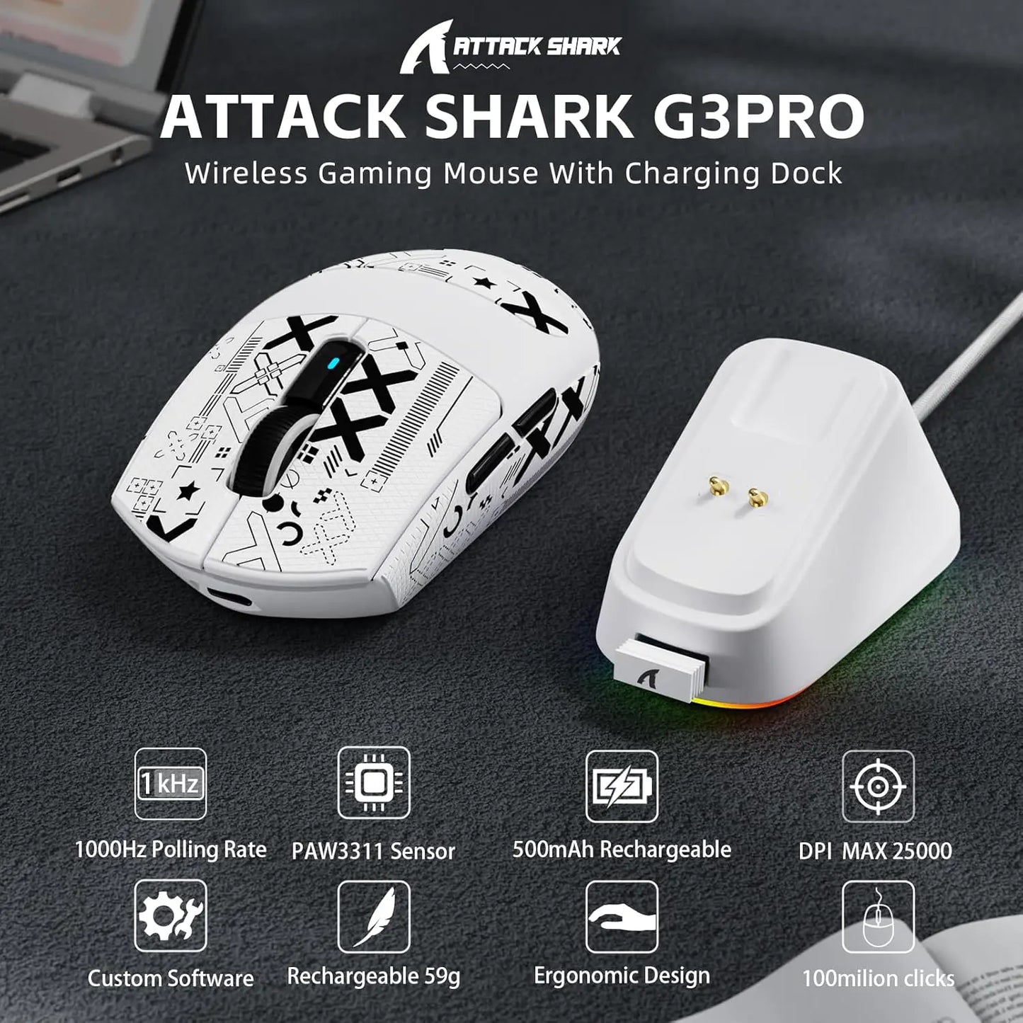 Attack Shark G3 PRO White
